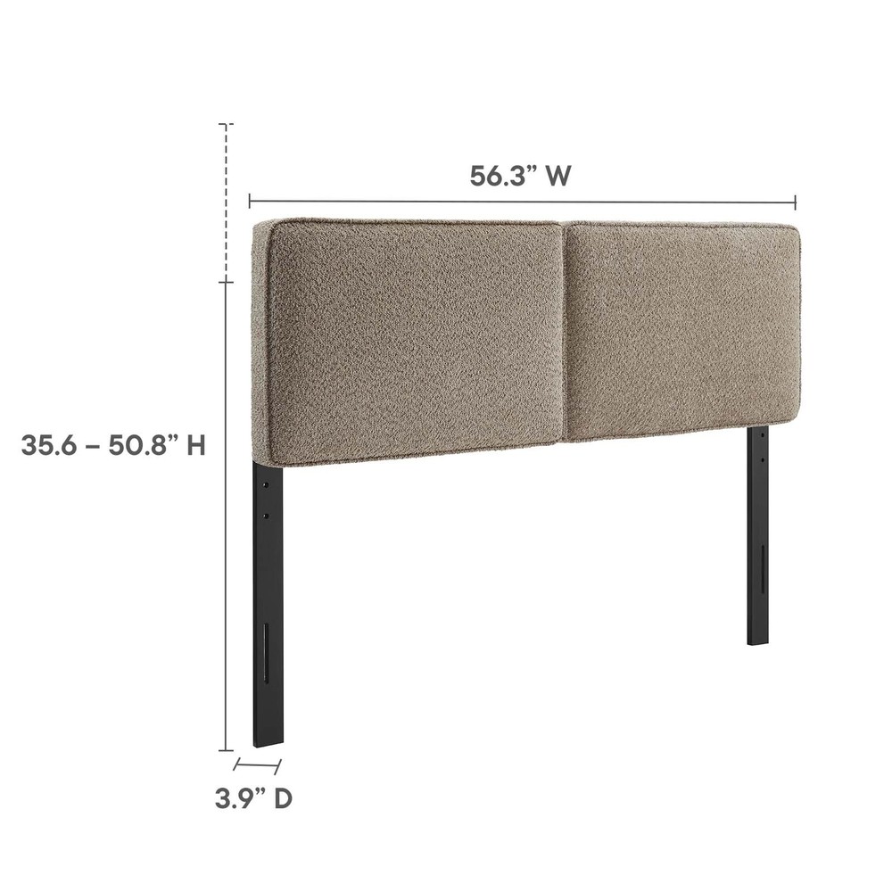 Modway Lindee Boucle Fabric Full Headboard in Oatmeal