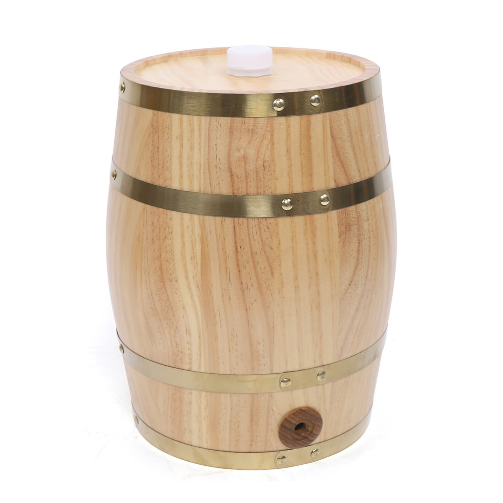 10L Pine Wood Barrel for Wine & Whiskey Storage - Stylish & Durable
