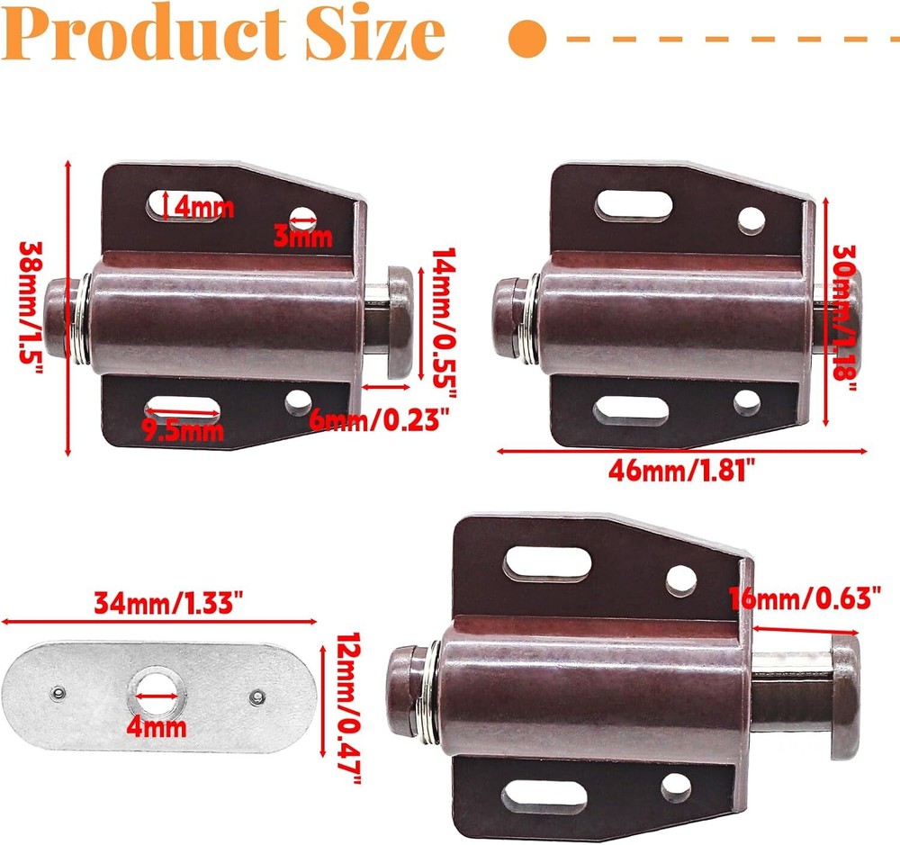 2 Pack Cabinet Magnetic Touch Latch, Push to Open Catches Magnet Push Release La