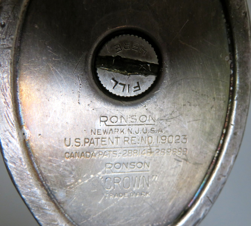 Vintage Ronson Crown Silver Plated Table Top Lighter ~ Untested, No Fuel