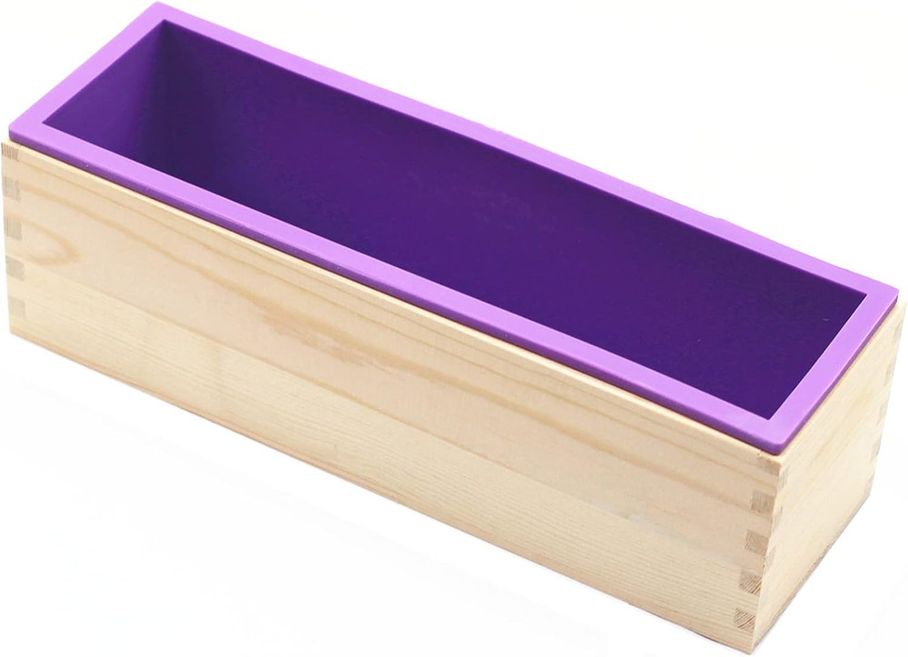 Flexible Rectangular Soap Silicone Loaf Mold Wood Box for 42Oz Soap Making Suppl