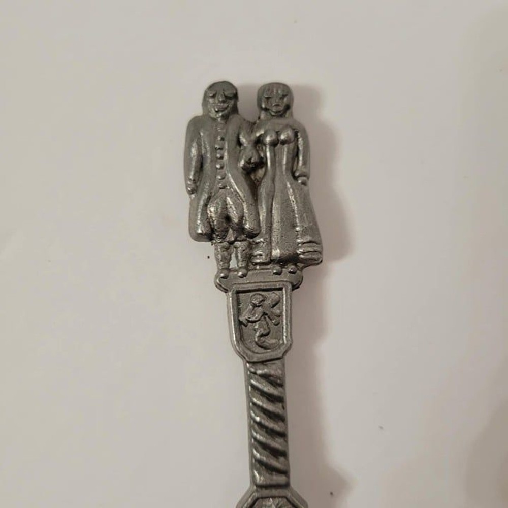 Vintage Dutch Pewter Wedding Spoon