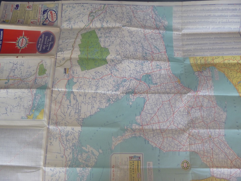 1937 Eastern Canada road map Imperial oil gas