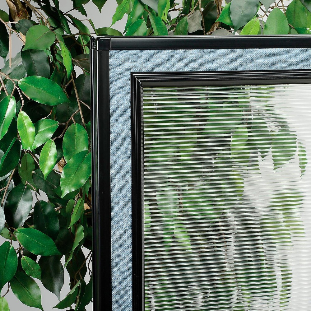 60-1/4"W x 42"H Office Partition Panel with Partial Window Blue