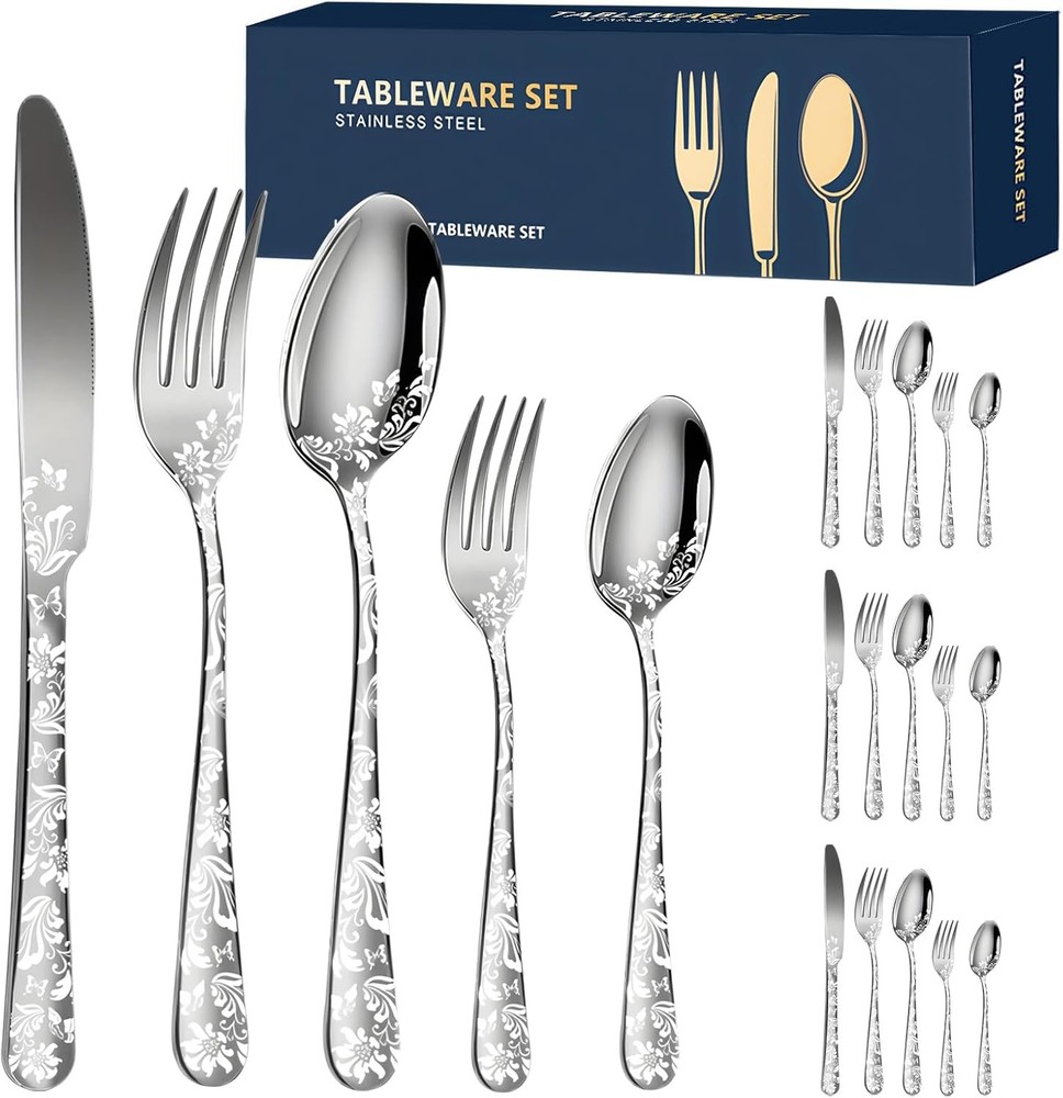 Sierware Set, 20 Piece Stainl Steel Flatware Set, Sierware Set for
