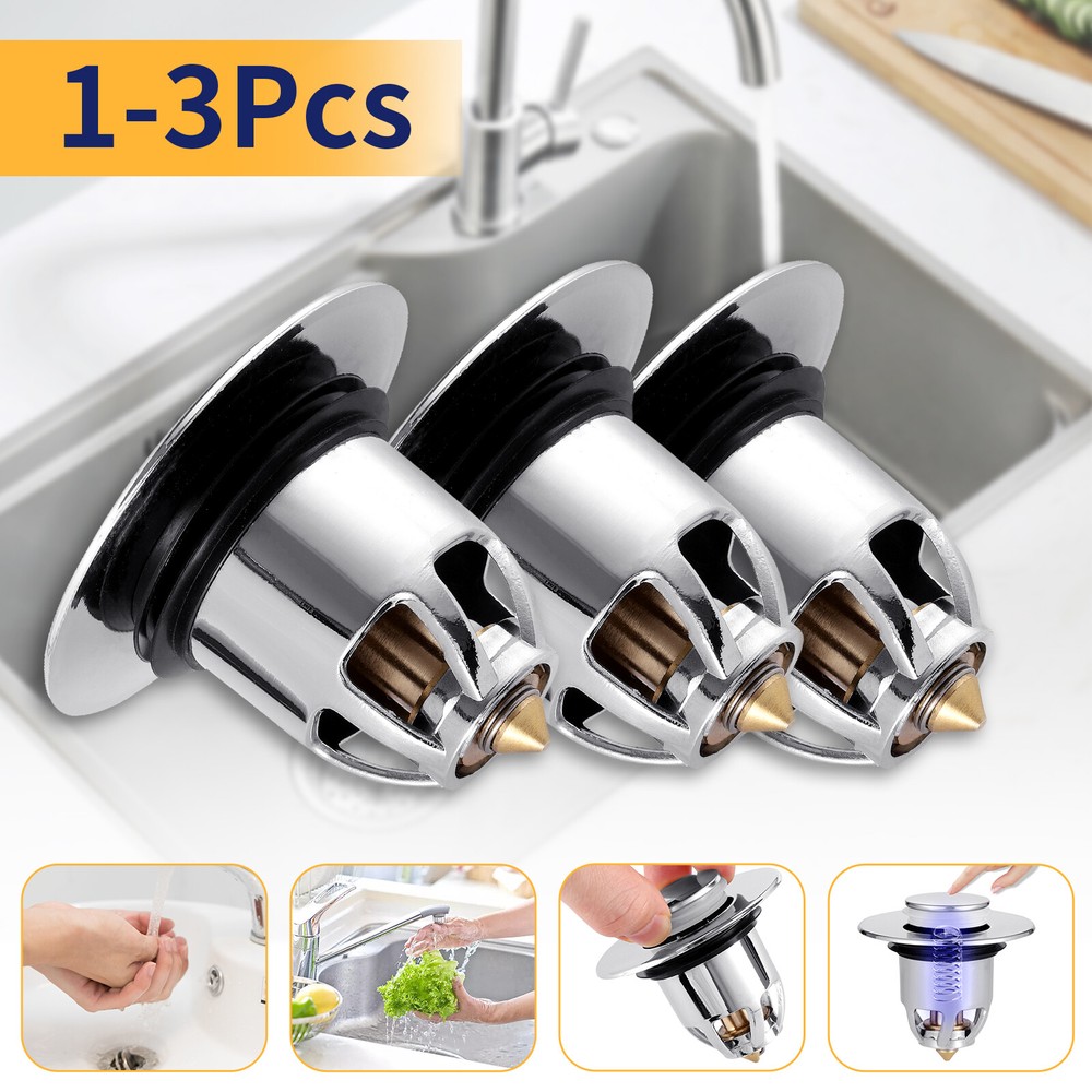 Universal Bathroom Sink Plug Stopper Pop-Up Drain Filter Bullet Core Push Plug