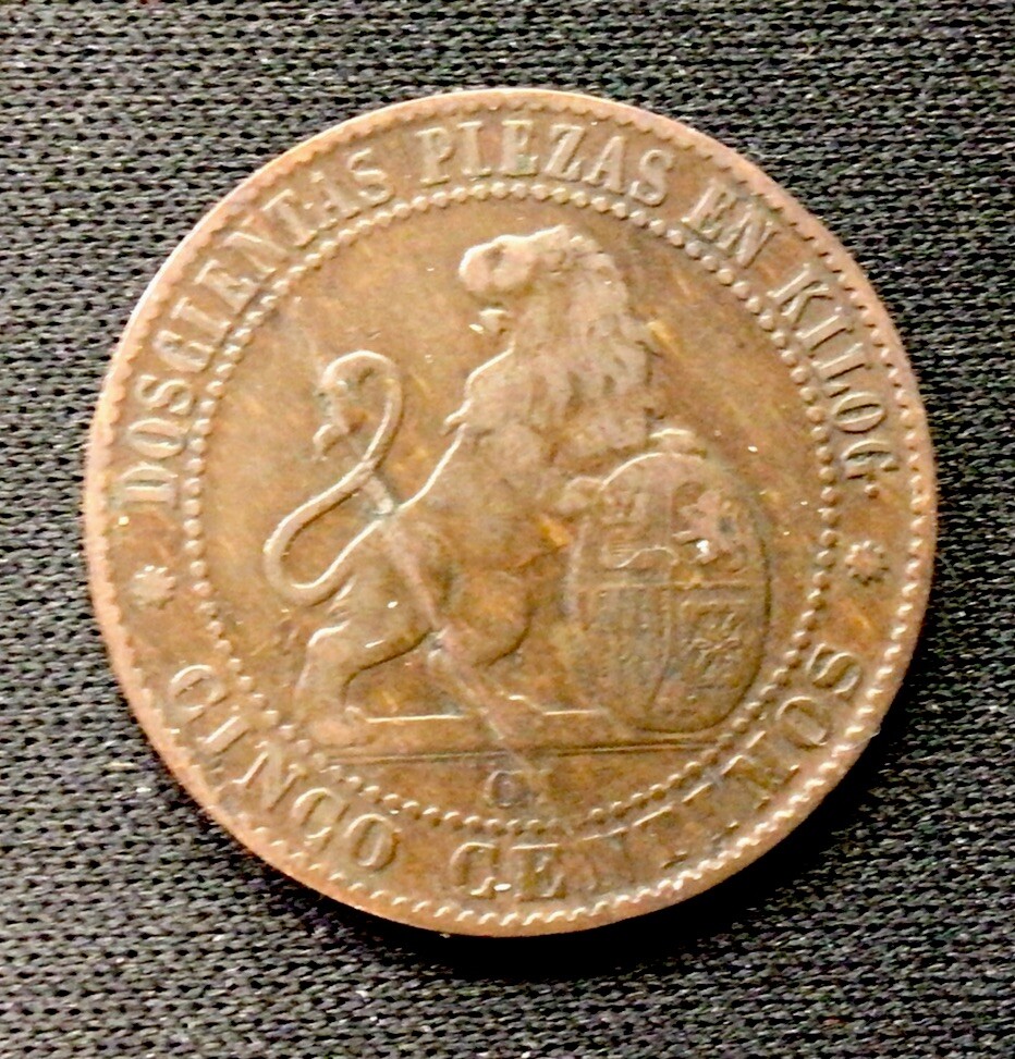 1870 Spain 5 Centimos! Enn Coins