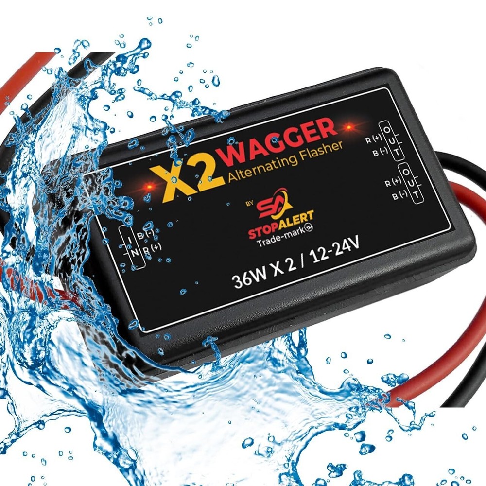 X2 Wagger Wig Wag Flasher Emergency Car Controller LED Strobe Light 12-24V