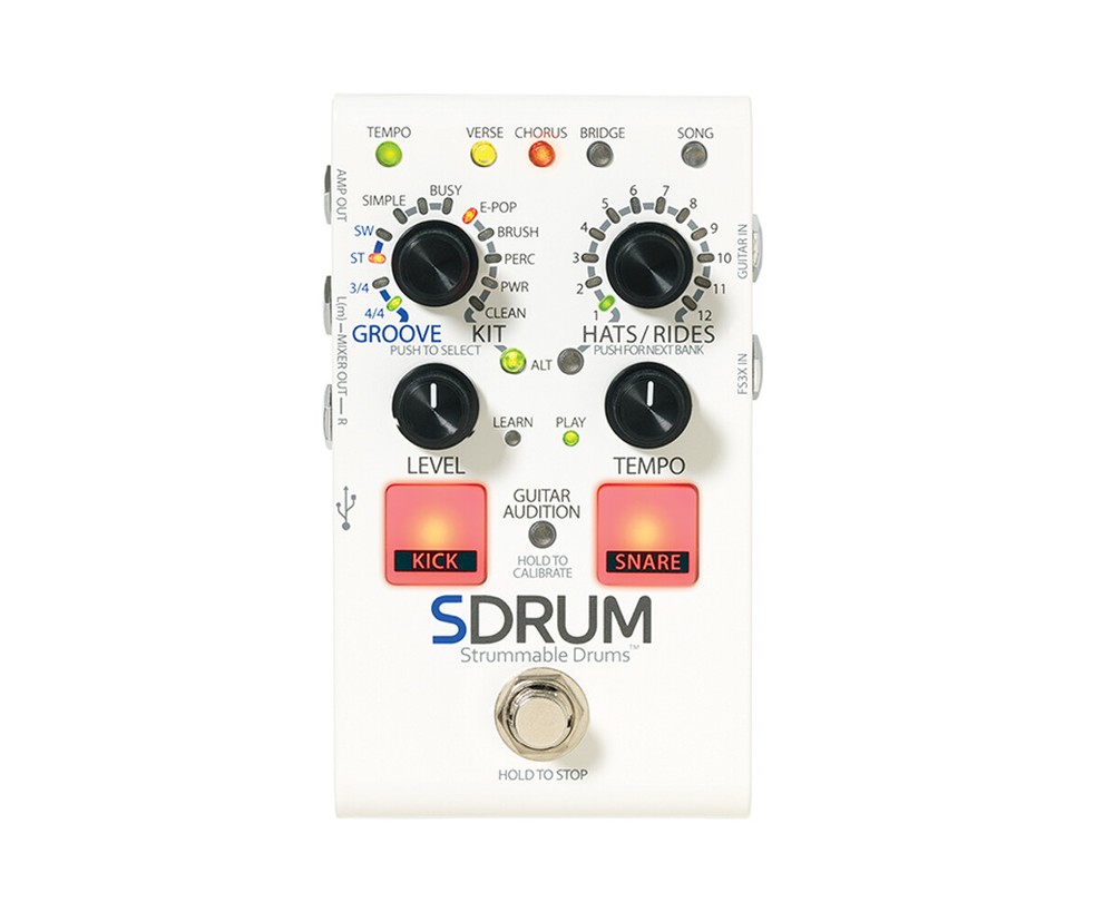 Digitech SDRUM Strummable Drums + DigiTech FS3X 3-Button Footswitch