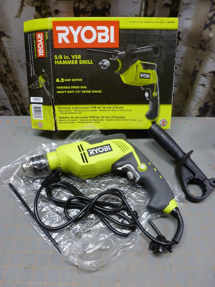 New Open Box Ryobi D620H 5/8 inch Variable Speed Reversible Hammer Drill