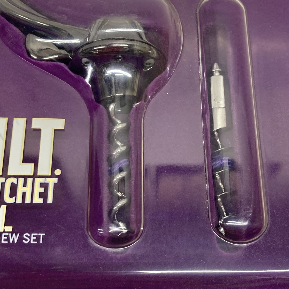 BUILT WINE RATCHET MAGNUM 4-PIECE Silver Corkscrew Includes 2 Screwbits NOS