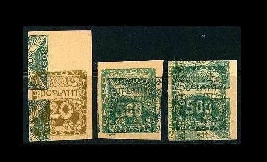 CV266. CZECHOSLOVAKIAN POSTAGE DUES 1919 TEST PROOFS