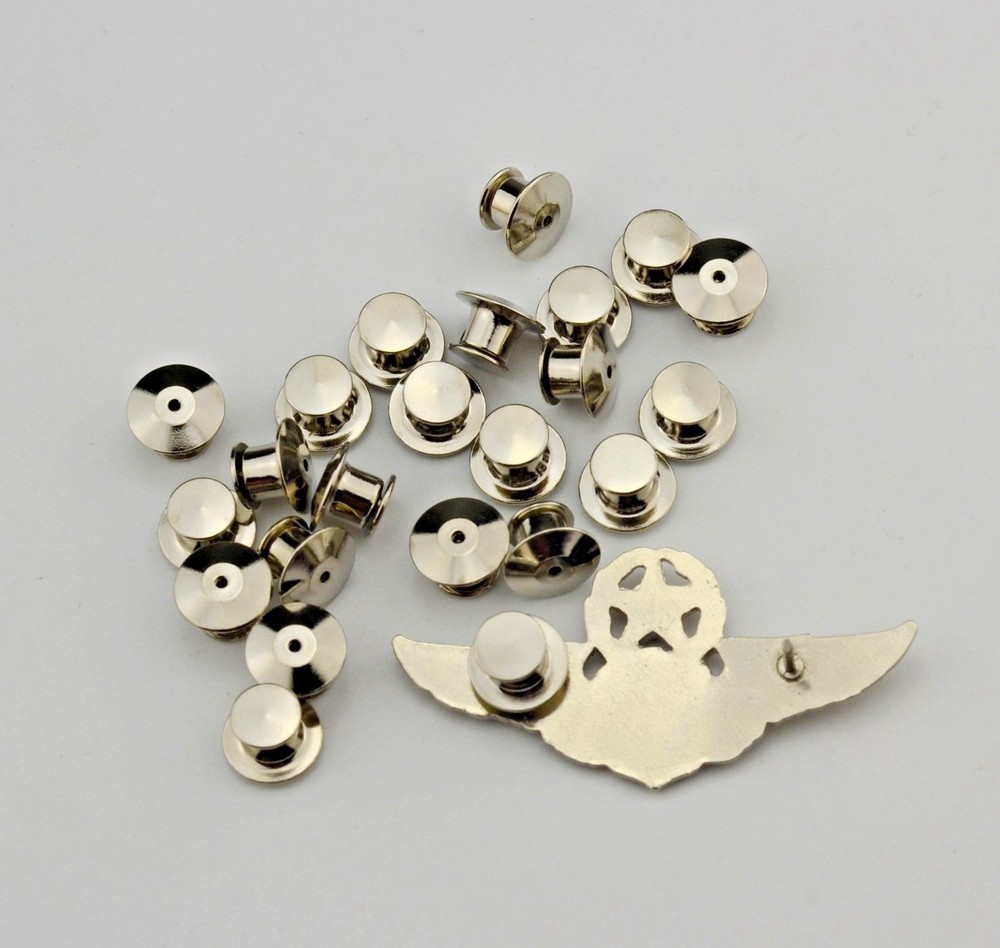 100 LOW PROFILE Locking Pin Backs/Pin Keepers-50 Silver 50 Gold each-NoTools