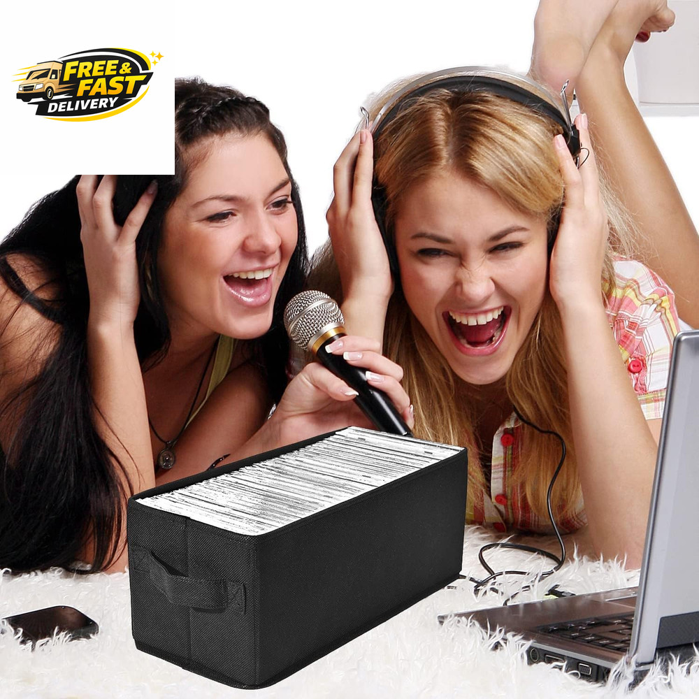 CD Storage Boxes - Pack of 4 CD Case Storage - 13.2" X 5.9" X 5.3", Container ,