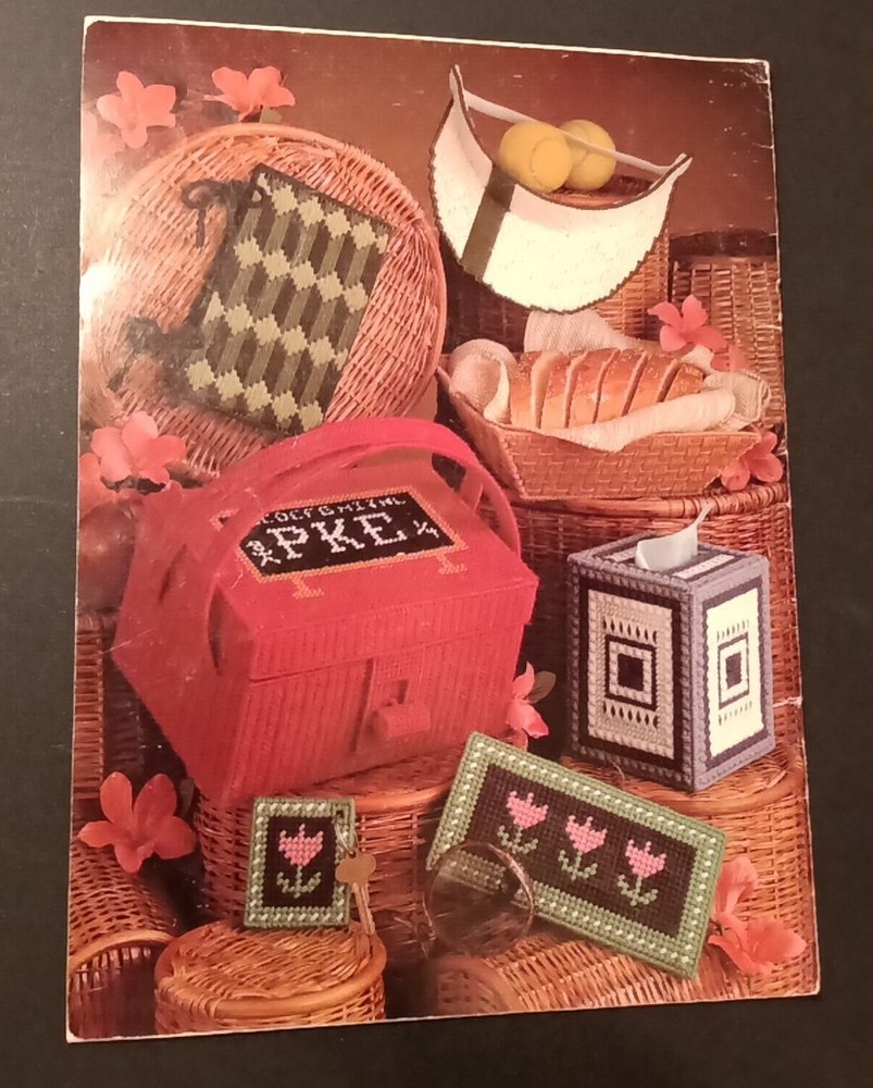 Leisure Arts 184 MORE NEEDLEPOINT PROJECTS FOR PLASTIC CANVAS ~ tissue box +
