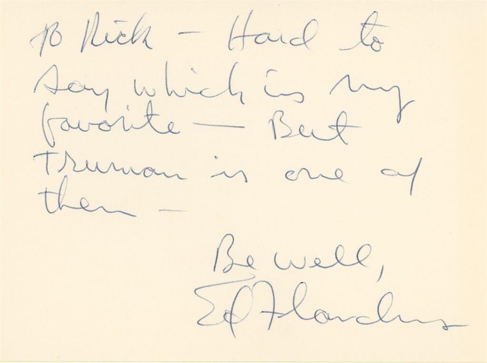Ed Flanders- Signed Handwritten Note