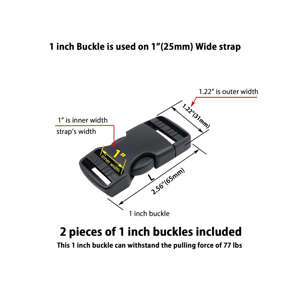 Side Release Buckles,Heavy Duty Dual Adjustable Plastic Buckle Snaps Clips Backp