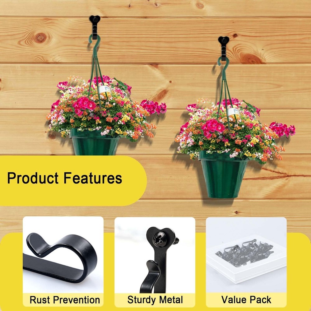 30 Pack Outdoor String Light Hooks, Metal Steel Hooks for String Lights, Scre...
