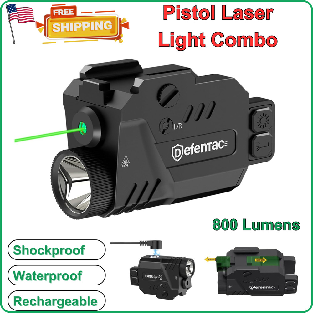 Pistol Laser Light w/ Strobe Function Guns 800 Lumens Tactical Flashlight Green