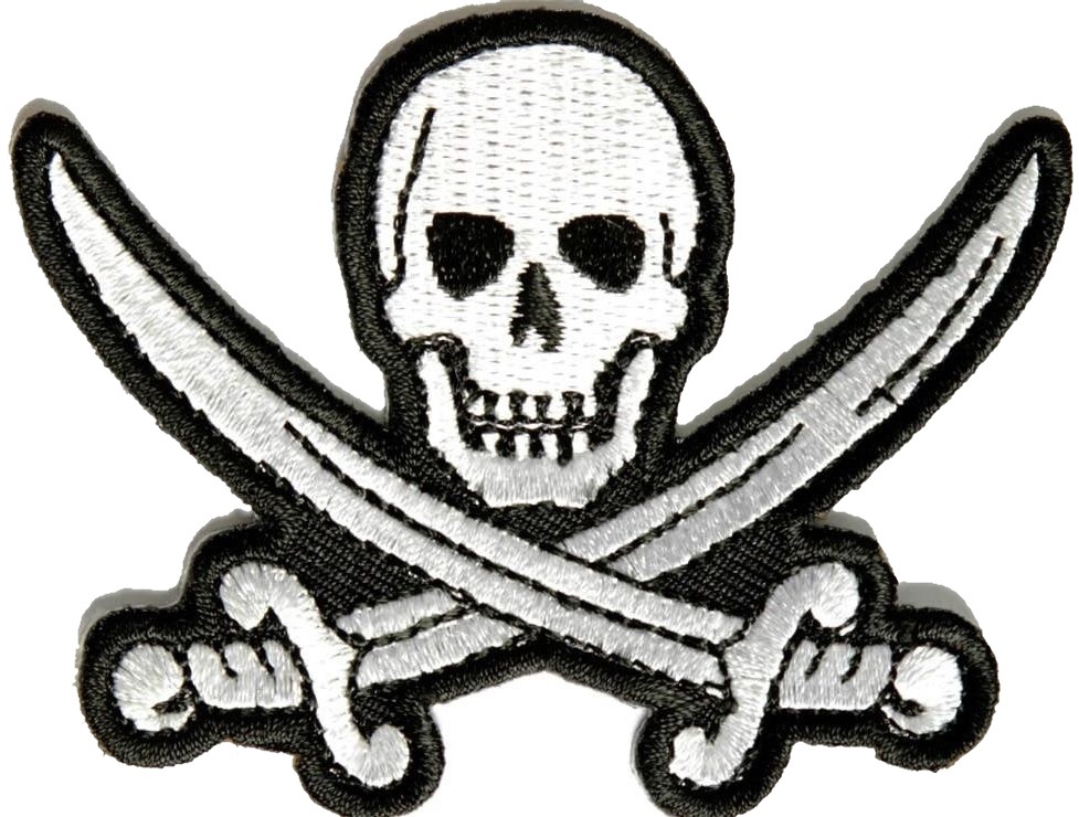 PIRATE SWORD SKULL PATCH WHITE