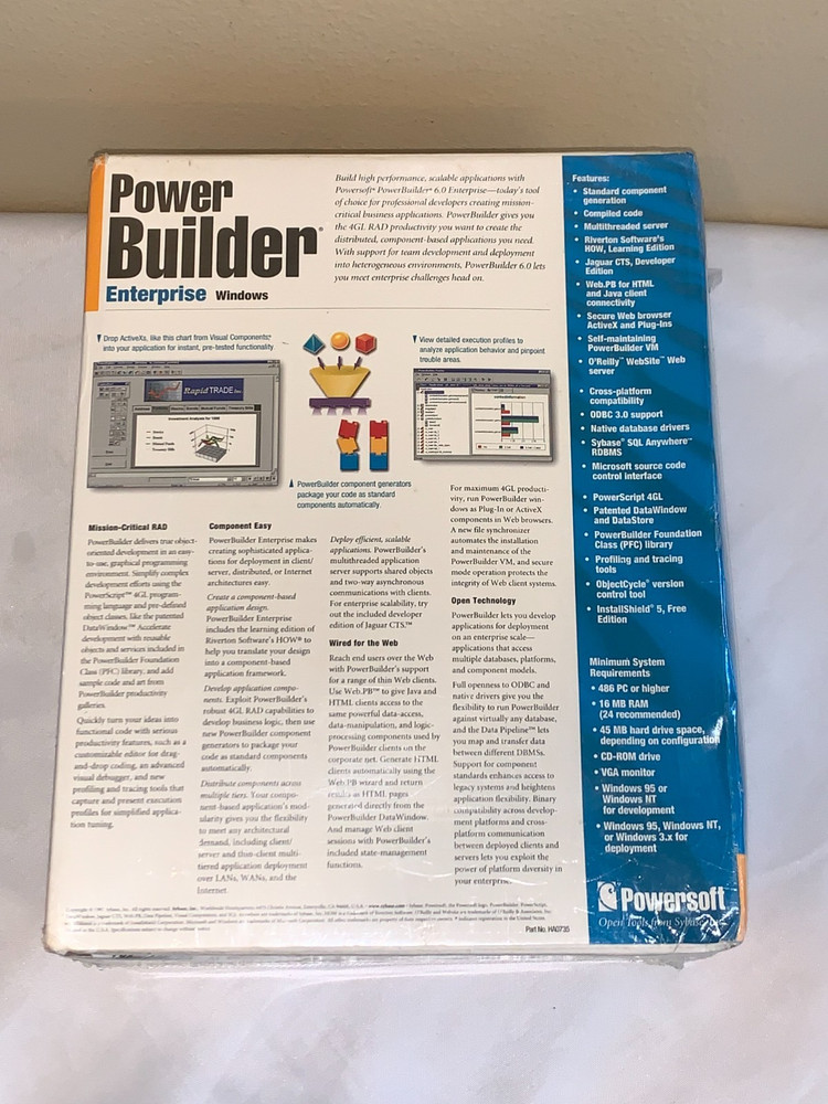 POWERSOFT POWER BUILDER ENTERPRISE WINDOWS VERSION 6 BRAND NEW