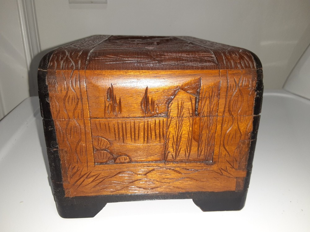 Vintage Small Hand Carved Chest