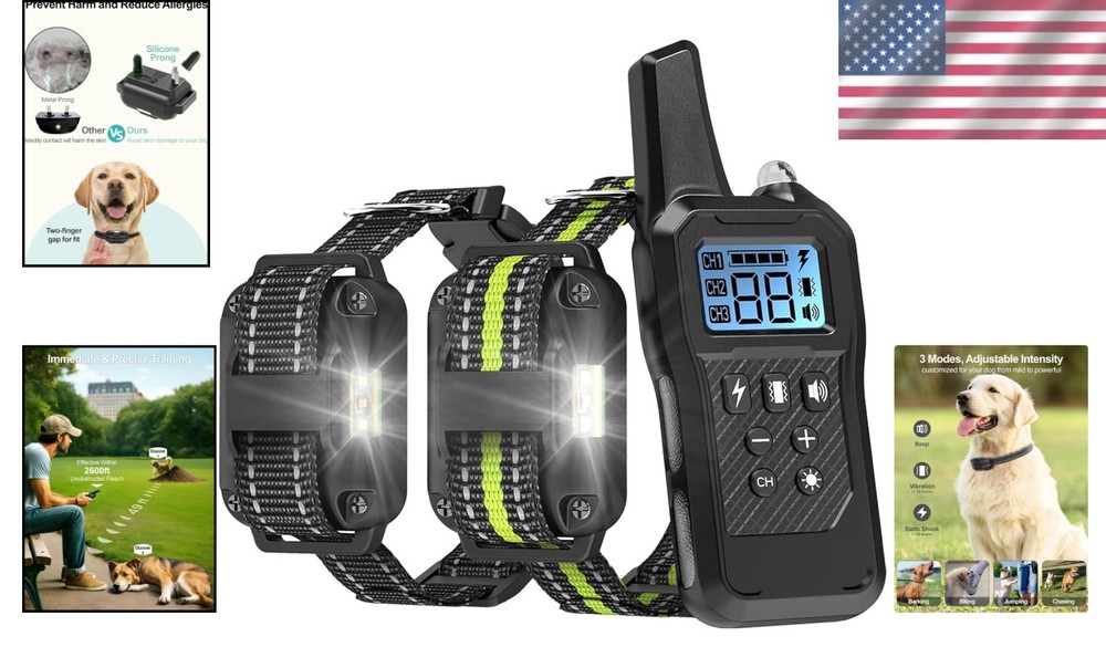 Dual Pack Dog Training Collar - Shock, Vibrate, Beep Modes