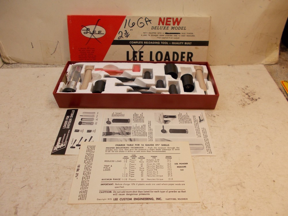 lee loader deluxe model 16ga 2-3/4 ' shot shell hand loader