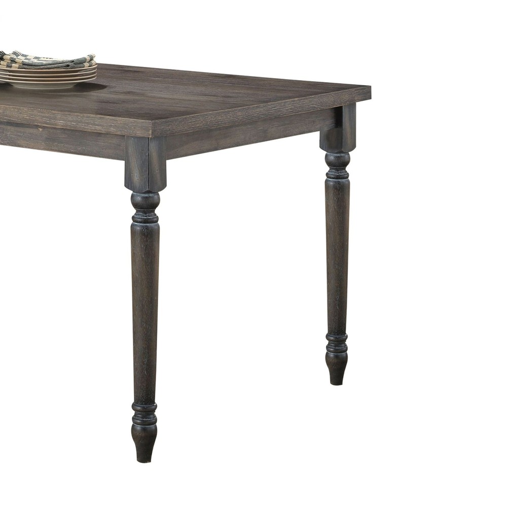 Weathered Grey Dining Table with Turned Leg