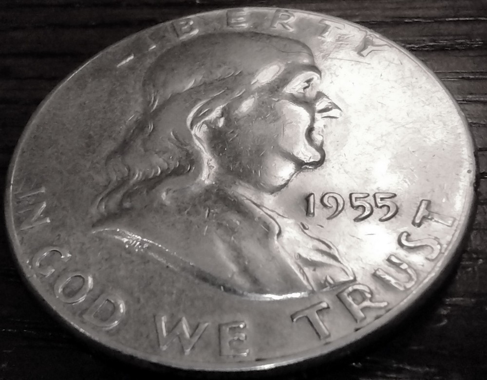 1955 Franklin Half - Bugs Bunny Variety - Cleaned