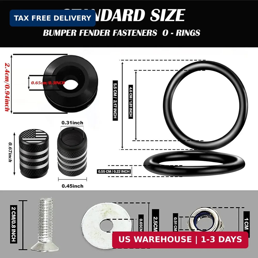 Universal Bumper Quick Release Kit Front & Rear Fasteners for Car Bumpers