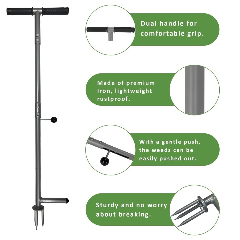 Stand-Up Weed Puller Tool - Stainless Steel with Ergonomic Handle & Foot Peda...