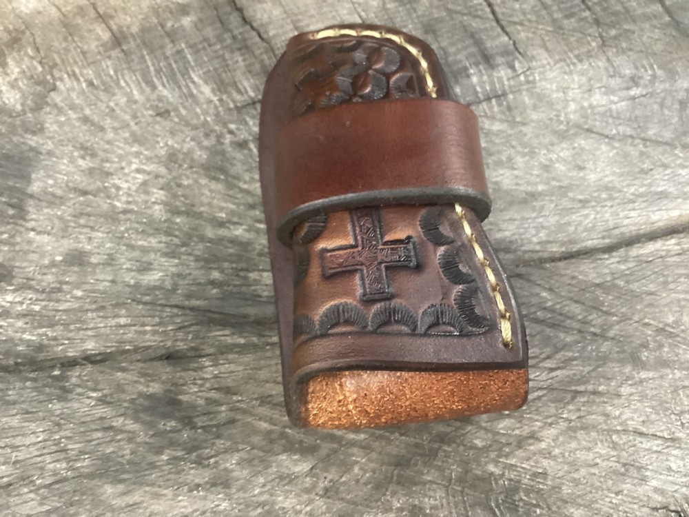 Leather Folding Knife Belt Loop Sheath Trapper Size (Sheath Only)