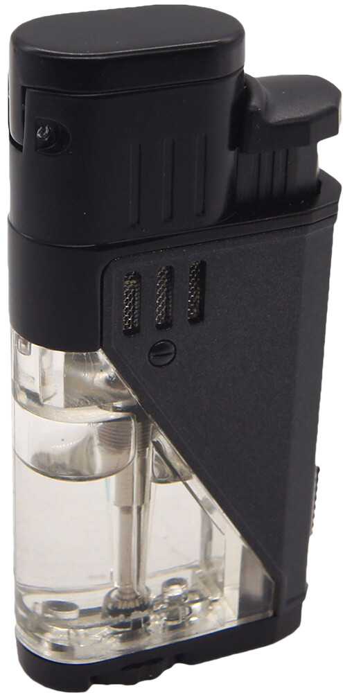 Double Jet Torch Lighter Cigar Windproof Flame Refillable w/Punch Clear Window b