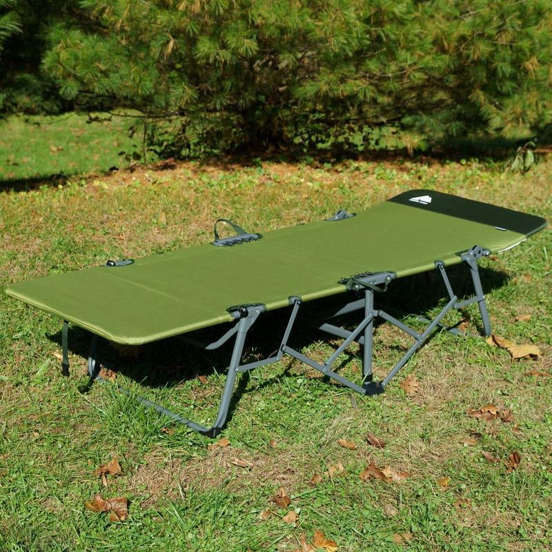 Quick Fold Camp Cot Adjustable Backrest Durable Steel Frame Outdoor Sleeping New