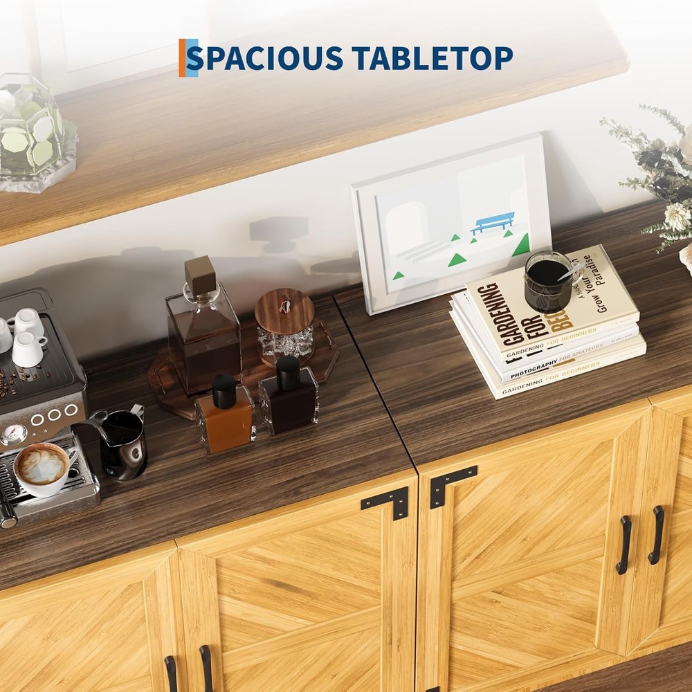 Sideboard Buffet Cabinet Storage Cabinet Coffee Bar with Adjustable Shelf
