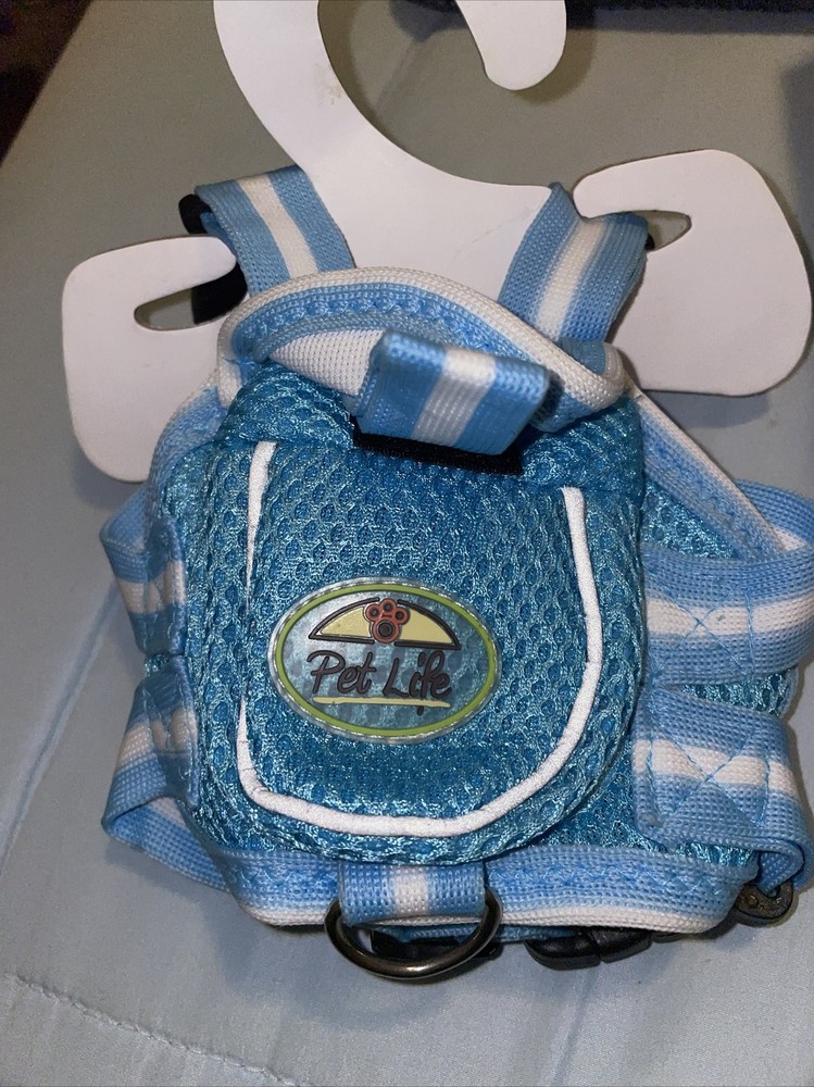 Pet Life HA1BLSM Blue Mesh Harness with pouch - SM