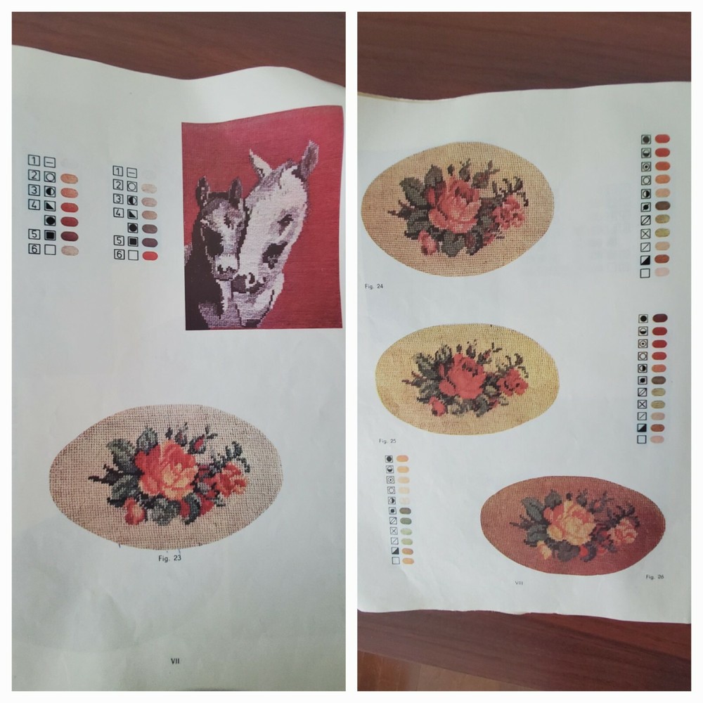 Gobelin Stitch Needlepoint Patterns Book + Large Patterns Vintage Romanian