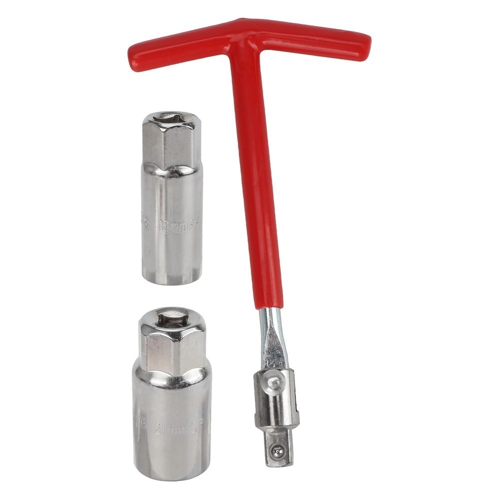 Spark Plug Removal Tool 16mm & 21mm T-Handle Flexible Spanner Socket Wrench Set