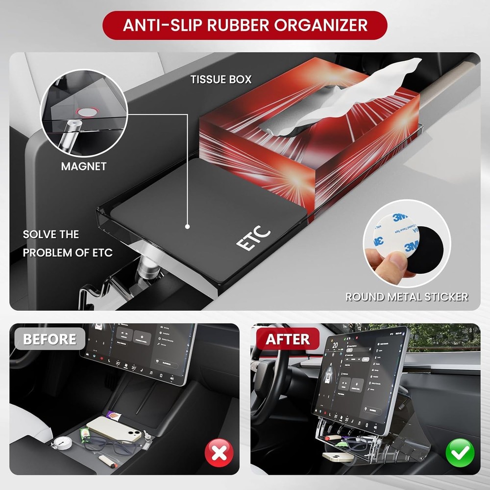 Concealable in-car storage compartment, black