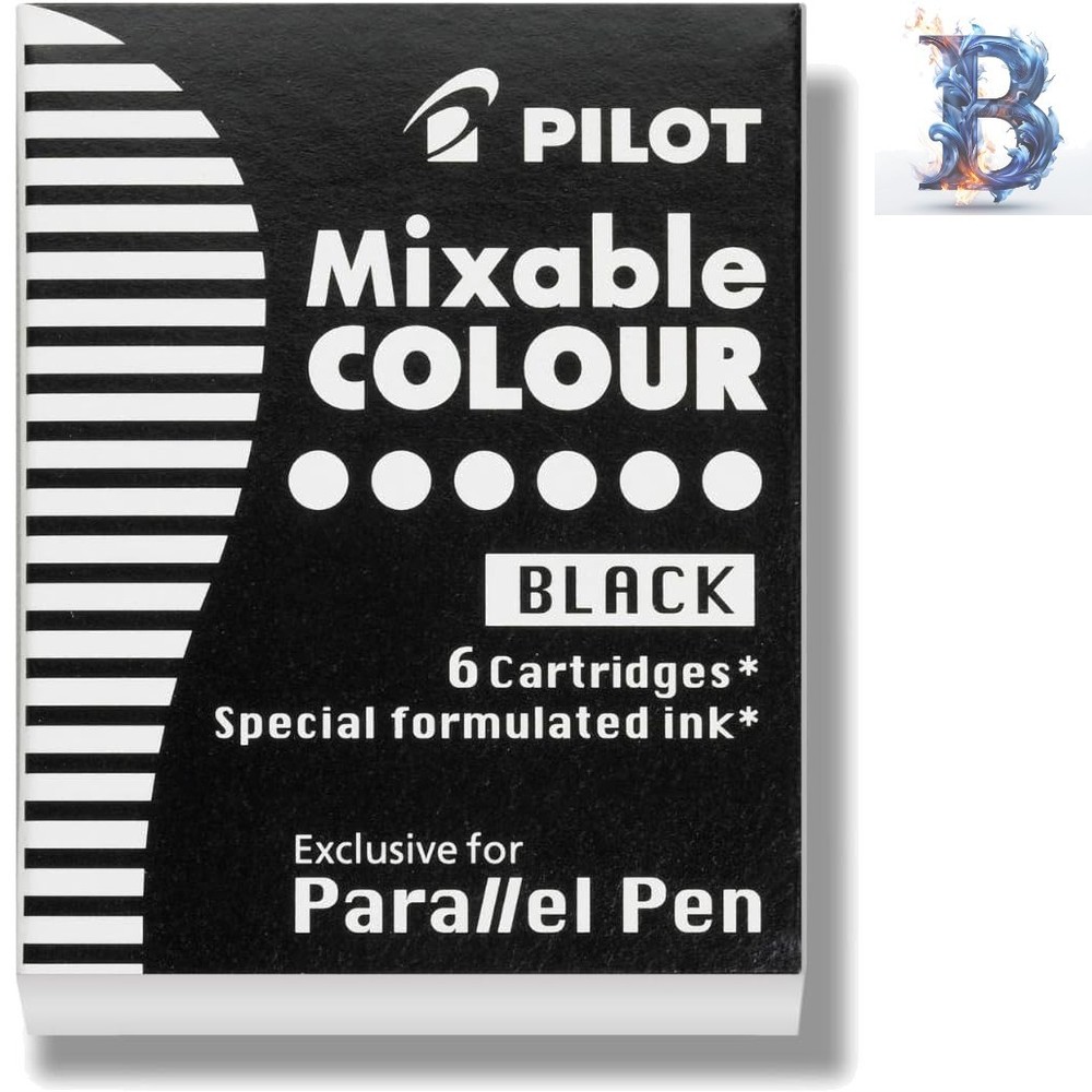 Black Ink Refills for Parallel Pens - 6-Pack for Creative Calligraphy