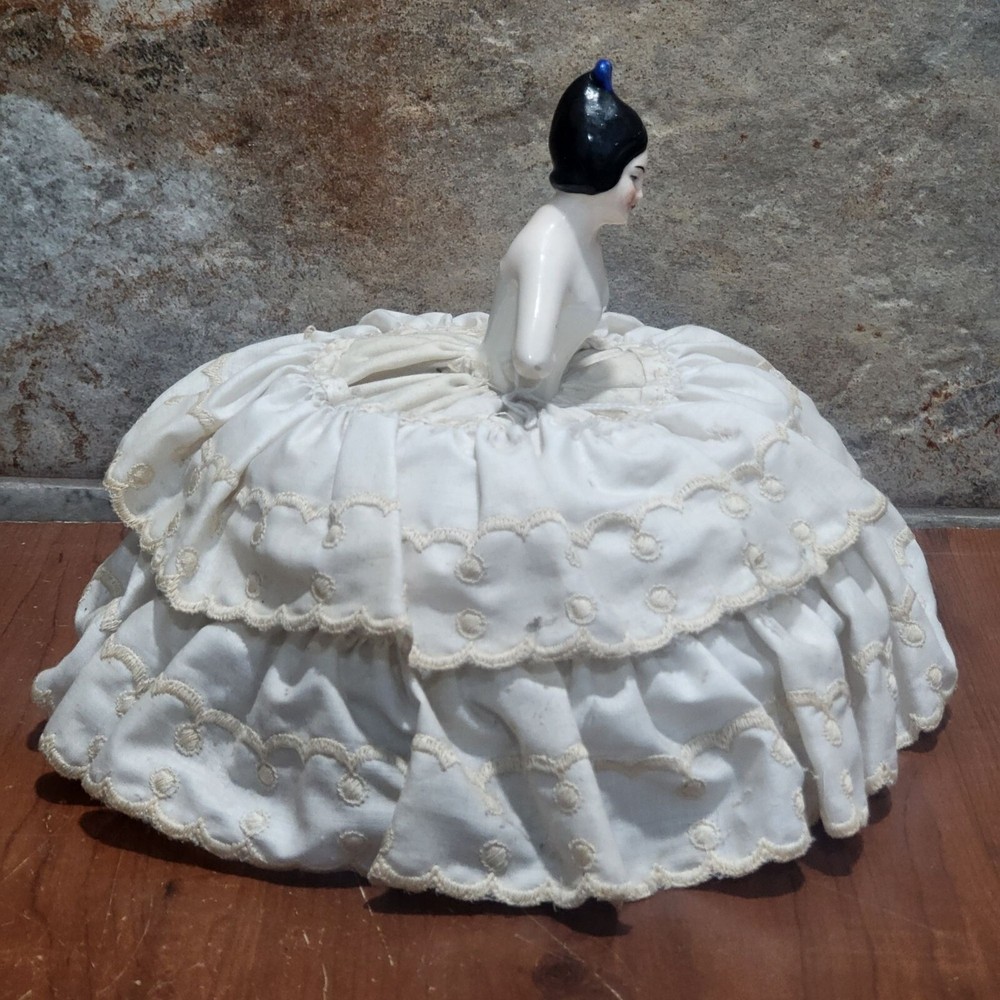 Vintage Porcelain Half Doll Pin Cushion