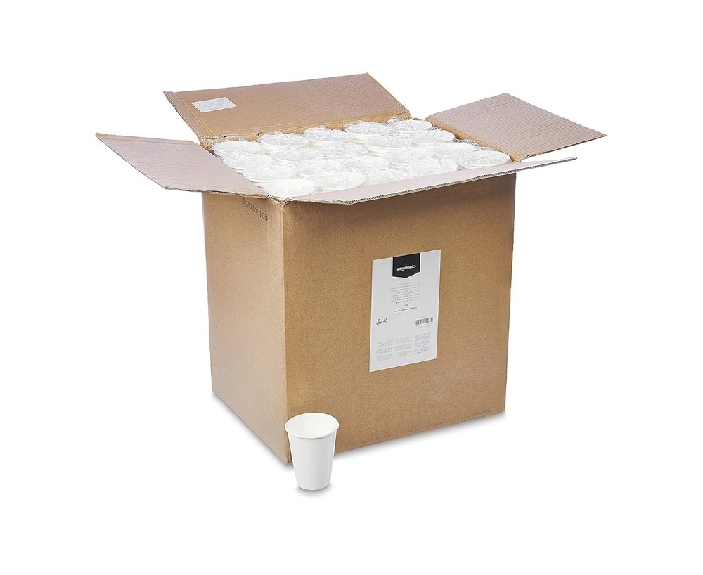 1000 Pack 12oz Amazon Basics Disposable Paper Cups For Hot/Cold White