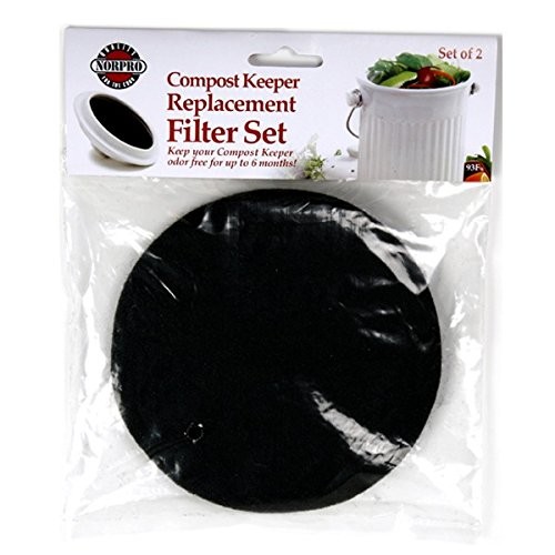 Norpro Replacement Filters for Ceramic Compost Keeper, 2 One Size, Black
