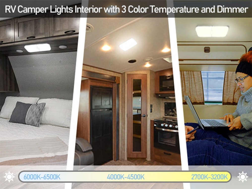 4 Pack RV Interior LED Light 12V Switched Dimmable Ceiling Light Fixture Camper