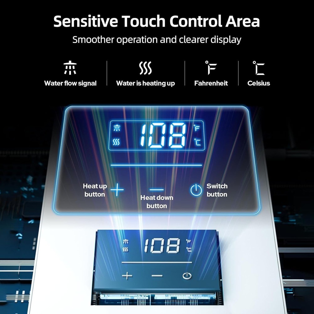 6500W Tankless Water Heater Electric Instant Hot Bolier Water Touch Control 240V