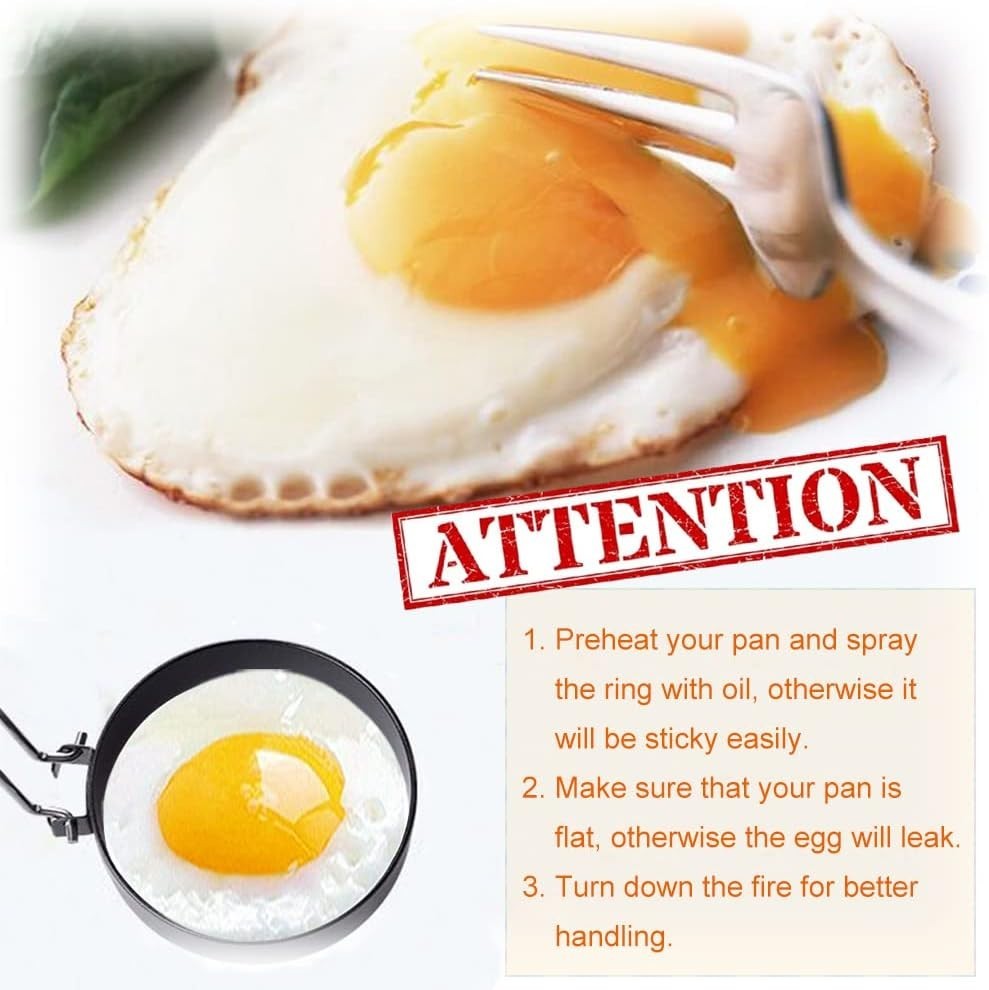 Time-Saving 3.5" Egg Rings with Silicone Handle - Perfect for Muffins & More