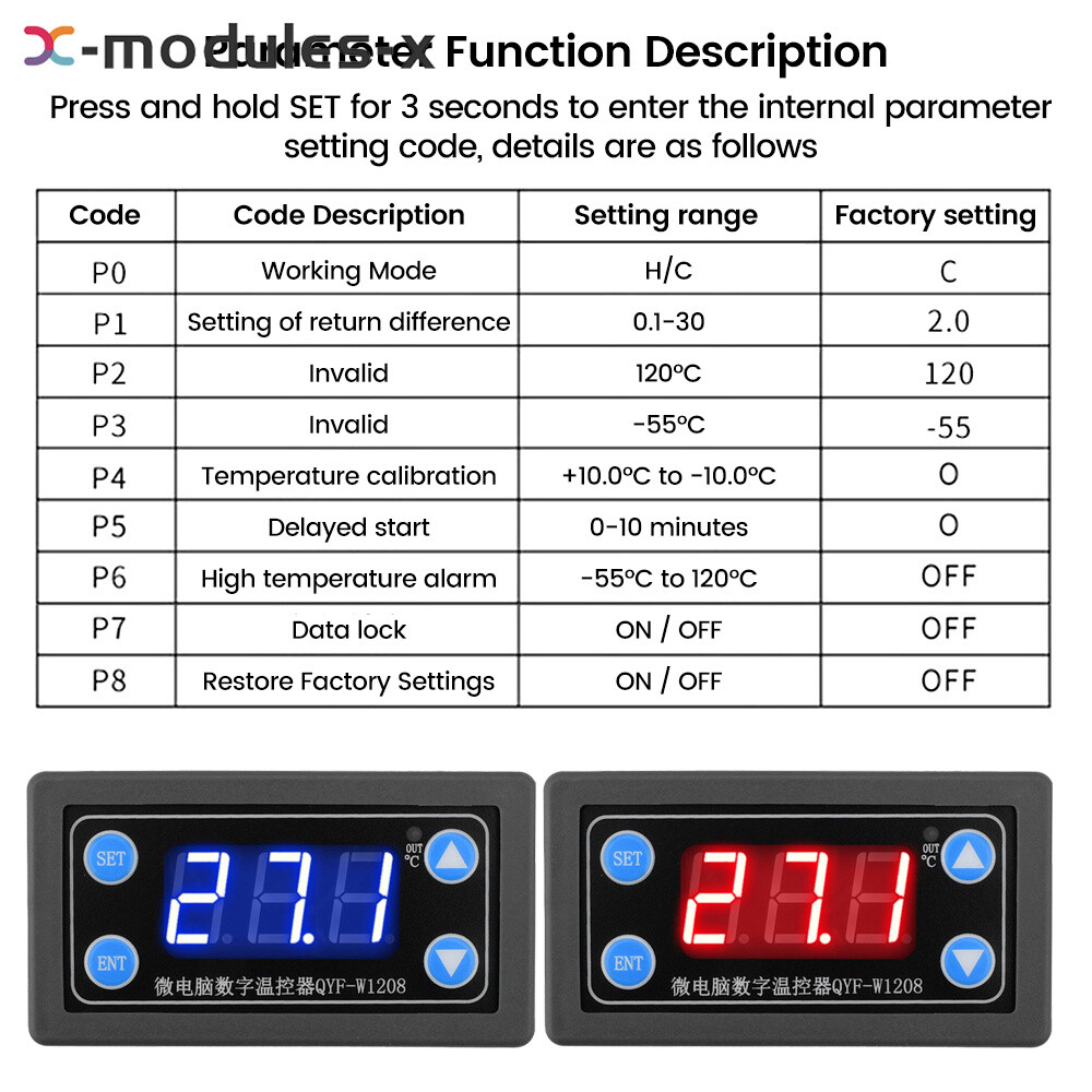 DC 12V 24V Microcomputer Digital Thermostat Temperature Controller QYF-W1208