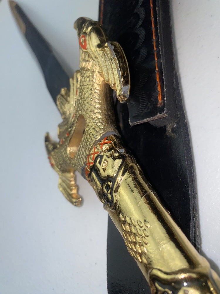 Decorative Dagger Heavy Gold Tone Handle (Needs TLC) 12” Blade