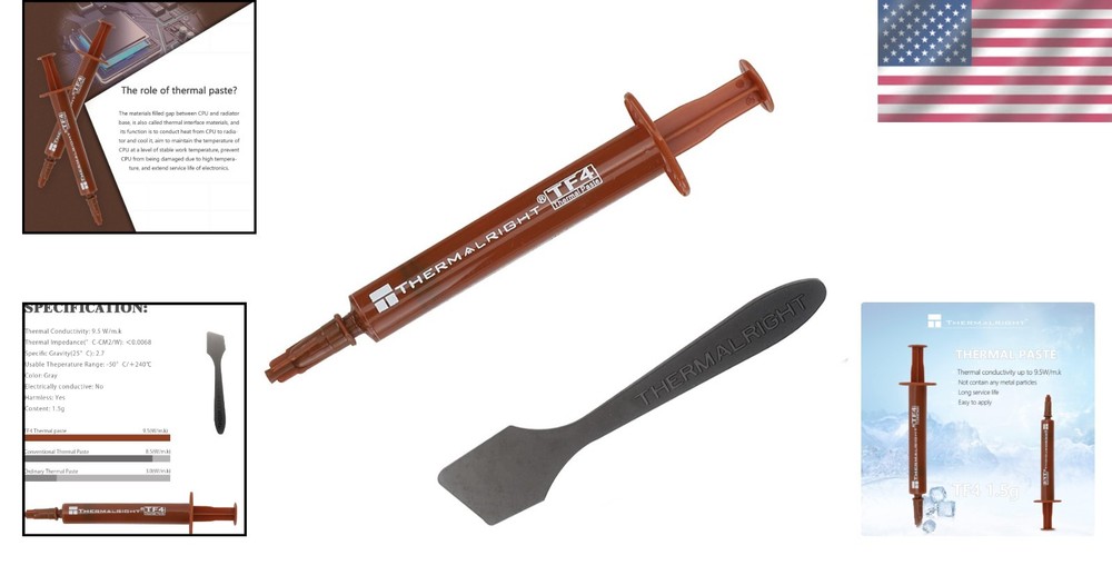 Durable 1.5g TF4 Thermal Paste for Optimal CPU/GPU Cooling - Easy Apply Tool